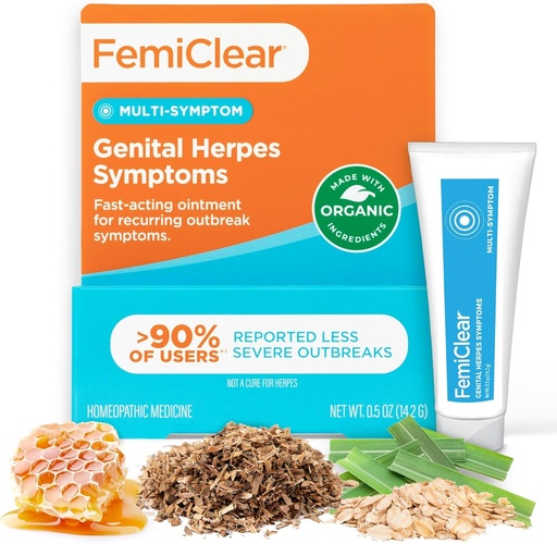 [BRSRMBIKOAPAG2TD] FemiClear for Genital Herpes Symptoms & Cold Hares, Multi-Symptom - Efektiivne Intimate Relief - Valmistatud kõik looduslikud ja orgaanilised koostisosad - 0,5 Ounce Tube