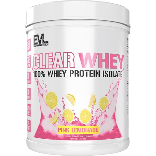 [BRSRA237C4AQYHY3] Evlution Nutrition Clear Whey - 100% Whey Protein Isolate - for Muscle Growth, Strength & Recovery - 20g Isolate Protein Per Serving - Fast Absorbing - Gluten & Fat Free - 1.1lb - Pink Lemonade