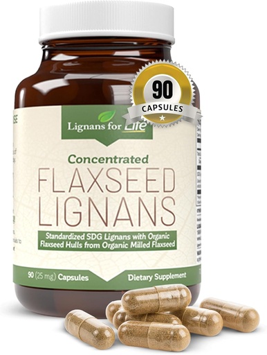 [BRSWIZT6B4JWICTM] Lignans For Life Flaxseed and SDG - Omega 3 Fatty Acids, Fiber Antioxidants - Helps Improve Shiny Coat, Digestive and Heart Health, 25mg, 90 Capsules, 1 Pack