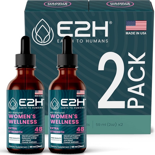 [BRSRMFIQCANAOELZ] E2H All Natural Women's Wellness, Hormone Balance and PMS Relief with Black Cohosh, Dong Quai and Licorice Root for Hot Flash Relief (2 Bottles)