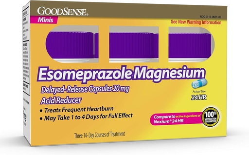 [BRSWYZDQPMHRADIU] GoodSense Esomeprasool Magneesium viivitusega vabastav minikapslid, 20 mg, happe reduktor, 42 loend