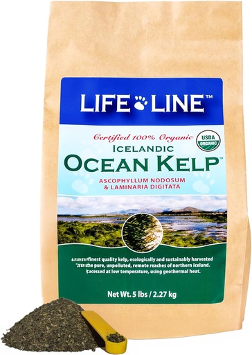 [BRSWIZTYOAMRSAI7] Life Line Certified Organic Ocean Kelp Supplement for Dogs, Cats & Horses | Boosts Coat Health, Reduces Shedding, Fights Plaque & Tartar, Supports Digestion, USDA Certified - 5 lb