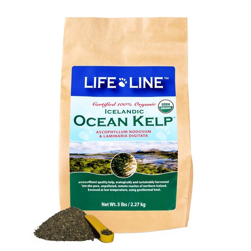 [BRSWIZTYOAMRSAI7] Life Line Certified Organic Ocean Kelp Supplement for Dogs, Cats & Horses | Boosts Coat Health, Reduces Shedding, Fights Plaque & Tartar, Supports Digestion, USDA certified - 5 lb