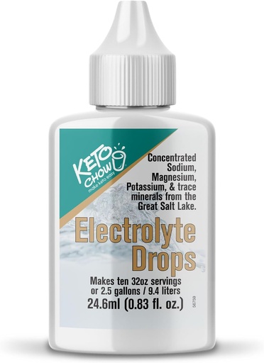 [BRSWGFQOCNYRUYL7] Keto Chow Electrolyte Hydration Drops - Keto Diets & Intermittent Fasting - Immune Support - Gluten & Sugar Free - Sodium, Magnesium, Potassium & Trace Minerals - Unflavored - 0.83 fl oz