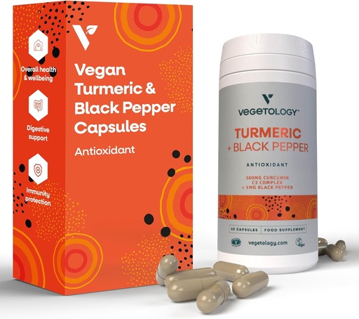 [BRSROFL3O56BUD3V] Vegan Turmeric & Black Pepper Capsules (60 Capsules) – Tumeric Supplements Capsules 1 a Day — Supplements for Adults and Children