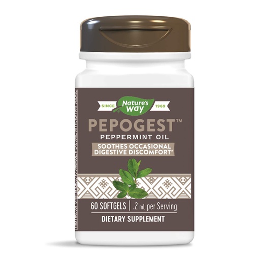 [BRSWIYYMOMOWEF32] Nature's Way Pepogest Enteric-Coated Peppermint Oil, Gastrointestinal Comfort, 60 Count (Pack of 2)