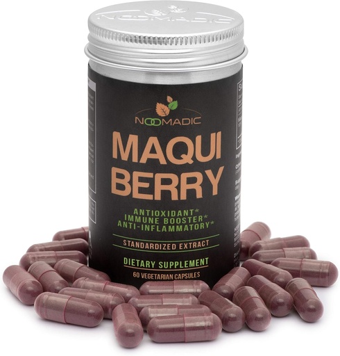 [BRSWKHY2AIBACYA7] Noomadic Maqui Berry, 60 Capsules | 500mg Each, Antioxidant (High ORAC), Immune System Support, Supports Dry Eyes (Supports Tear Production), Standardized Extract (10% Anthocyanins)
