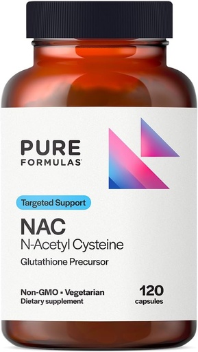 [BRSRAGL6DF6AA3DX] PureFormulas N-Acetyl-L-Cysteine - NAC Supplement Capsules 900mg NAC, Antioxidant Glutathione Precursor - Detox + Workout Recovery, and Immune Support - Non-GMO + Vegetarian Supplement -120 Capsules