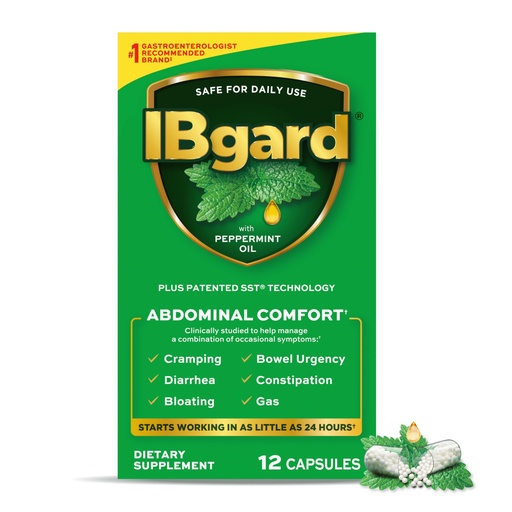 [BRSROAL7DMJRYC34] IBgard Gut Health Supplement, Peppermint Oil Capsules for Abdominal Comfort, 12 Capsules