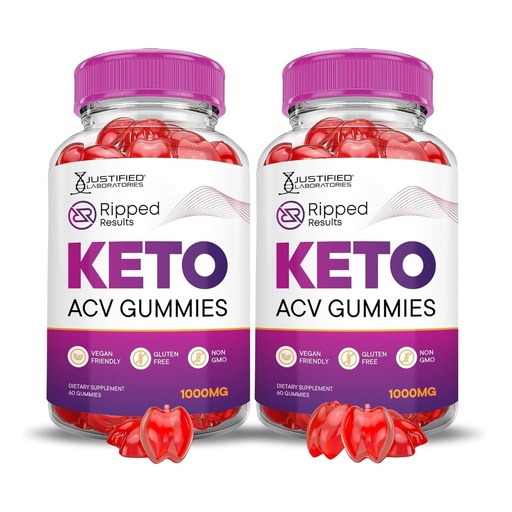 [BRSRAZYLCMGRSAYV] Justified Laboratories Ripped Results Keto ACV Gummies (1000 mg) - 60 Count, Pack of 2 - Formulated with Apple Cider Vinegar, Folate & Vitamin B12 - Non-GMO, Vegan, Gluten Free - 60 Servings