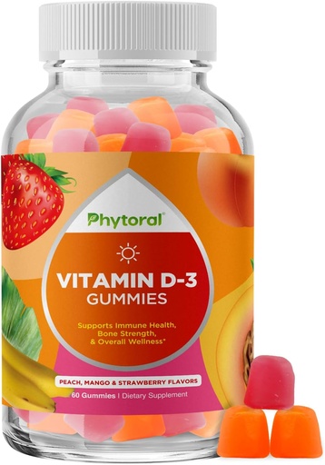 [BRSWYEIOAAPAAFDL] Chewable Vitamin D Gummies for Adults - Delicious Daily Vitamin D3 Gummies with D3 2000IU per Serving - Gluten and Gelatin Free Non-GMO Gummy for Adult Immunity Support (1 Month)