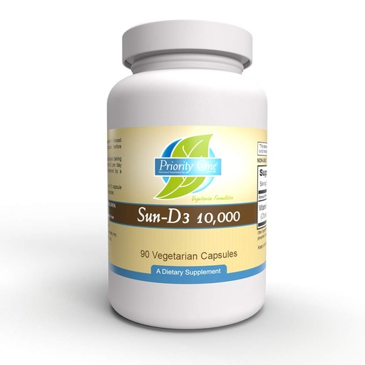 [BRSWGZQLPIFGG335] Priority One Vitamins Sun D3 10,000 90 Vegetarian Capsules - The Most bioavailable Form of Vitamin D (cholecalciferol).*