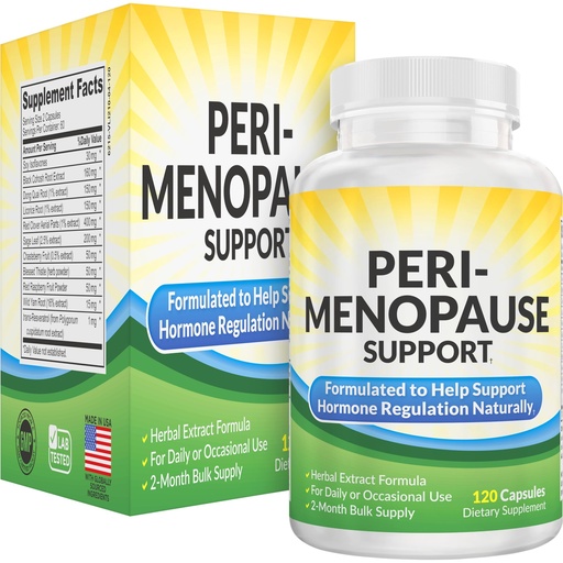 [BRSWIBQRBEOBOFL4] Perimenopause Support (2-Month) Supplement Blend | Women's Health & Hormone Support with 11 Herbs & Extracts | Female Hormonal Balance Supplements | 60-Day Bulk Supply | 120 Capsules