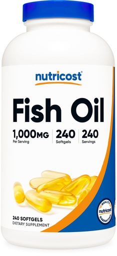[BRSWECQ2PIIB4ETP] Nutricost Fish Oil Omega 3 Softgels with EPA & DHA (1000mg of Fish Oil, 560mg of Omega-3), 240 Softgels, Non-GMO, Gluten Free.