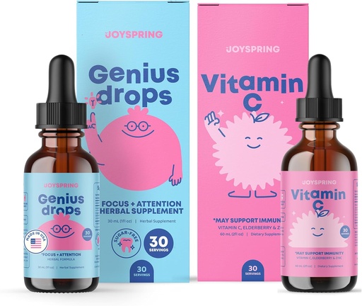 [BRSWYAQOO4JQEAD7] JoySpring Genius picături & Vitamina C - School Backup Bundle 