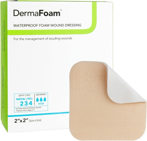 [BRSWGFIDC4NBQF3U] Dermarite Industries Derma Foam Non-Adhesive Foam Dressing, 2x2, 10 Count