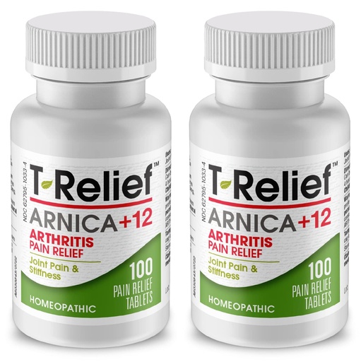 [BRSWIALRBYDGMET4] T-Relief Arthritis Arnica +12 Pain Relieving Natural Medicines Help Reduce Soreness Stiffness Aches & Pains in Joints Naturally - 100 Tablets (2 Pack)