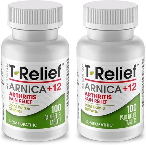 [BRSWIALRBYDGMET4] T-Relief Extra Strength Artritis Arnica +12 Dolor Alivio de Medicamentos Naturales Ayuda Reducir Soreness Stiffness dolor en articulaciones Naturalmente - 100 Tablets (2 Pack)