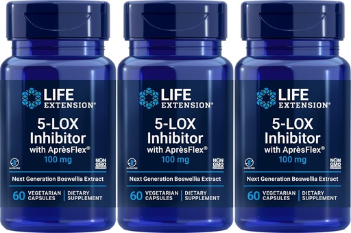 [BRSWI2QGDIAQYDYV] Biziaren hedapena 5-LOX Inhibitzailea AprèsFlex 100 mg-rekin, 60 kapsula begetariarra (3-ko paketea)