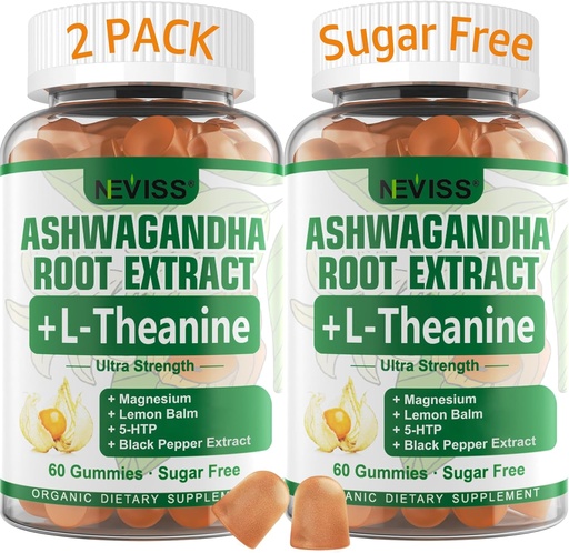 [BRSW2BT4CIIROFDX] NEVISS Ashwagandha Gummies 2000mg, Feel Refreshed, Plus Proprietary Blend with L-Theanine, 5-HTP, Lemon Balm, Magnesium for Calm, Zzzs &amp; Relax Support, 120 Count