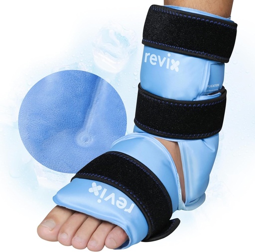 [BRSWYEL4OYCQIAI7] REVIX Ankle Ice Pack Wrap for Foot Pain Relief and Feet Injuries, Reusable Gel Ice Cold Packs for Achilles Tendonitis, Plantar Fasciitis, Sprained Ankles and Heels