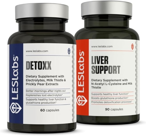 [BRSRA2YBDENBYCY6] LES Labs Detoxx and Liver Support Duo- Bundle for Supporting Healthy Liver Function, glutathione Production, and detoxification