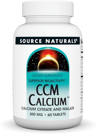 [BRSWIYQCPIEB4D3K] Source Naturals CCM Calcium - Calcium Citrate and Malate - 300 mg - 60 Tablets