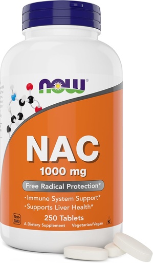 [BRSROAQ3DECQK3IZ] Now NAC, 1000 mg, 250 Tablets, Vegetarian and Vegan, Non-GMO
