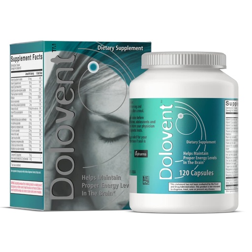 [BRSWKHYPAFYBA2LE] Dolovent - Natural Migraine Relief with Magnesium for Migraines, Vitamin B2 400mg, CoQ10 - Dietary Supplement for Brain Health - 1 Bottle