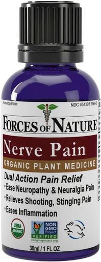 [BRSROGA6CAFRQALH] Forces of Nature Nerve Pain Management, Organic Topical Relief for Neuropathy & Nerve Discomfort, Homeopathic Medicine stöder lindring från skottsmärtor för rygg, händer, ben och fötter, 1 fl oz