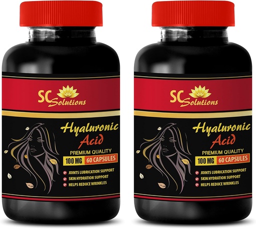 [BRSWGFQDCAJQK3TA] Anti Aging Capsules for face - HYALURONIC Acid Pills 100 mg - hyaluronic Acid Supplements for Eyes - 2 Bottles 120 Capsules