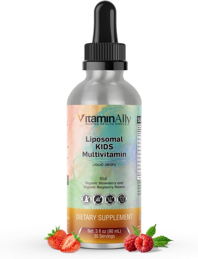 [BRSROZTRPIOWGELJ] Liposomal Kids Liquid Multivitamin | Non-GMO | Clean | Sugar Free | Gluten Free | Organic Berry Flavors | Immune Support | Bone Health | Overall Wellness | 30 Servings | 3 fl oz