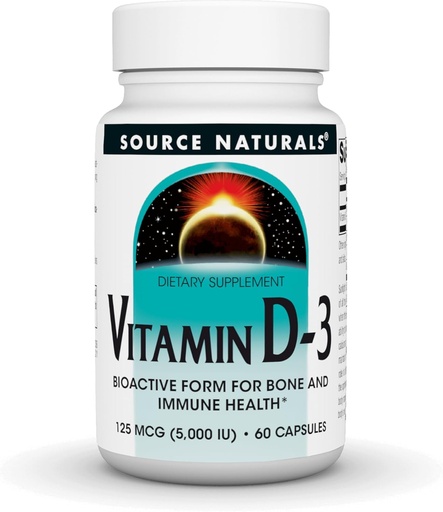 [BRSWIYILBMJRMET6] Fuente Naturales Vitamina D-3 Forma bioactiva para la salud ósea* 5000 iu - 60 cápsulas