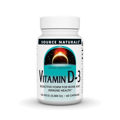 [BRSWIYILBMJRMET6] Source Naturals Vitamin D-3 Bioactive Form for Bone & Immune Health* 5000 iu - 60 Capsules