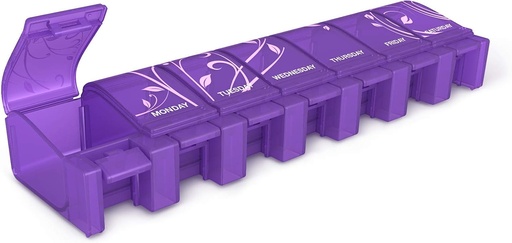 [BRSWIHQLO4AAAELY] EZY DOSE Soft Touch Weekly (7-Day) Pill Case, Medicine Planner, Vitamin Organizator Box, Daily Planner, XL oddelki, Prijeten in enostaven za uporabo, Označene Lids, Barvni maj Vary, BPA brezplačno