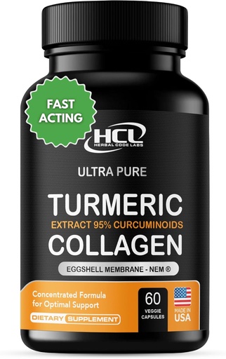 [BRSWYGARAF6RGCY4] Turmeric Curcumin 95 Özü & Collagen Capsules - NEM Rahat Diz və Flexability - Yumurtashell Membran w Natural Occurring Glucosamine Chondroitin Hyaluronic Acid- Amerikada Made