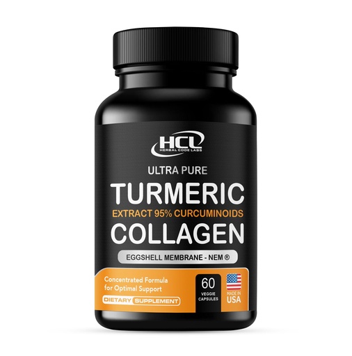 [BRSWYGARAF6RGCY4] Turmeric Curcumin 95% Extract & Collagen Capsules - NEM Promotes Knee Comfort & Flexibility - Eggshell Membrane w Naturally Occurring Glucosamine Chondroitin Hyaluronic Acid- Made in USA