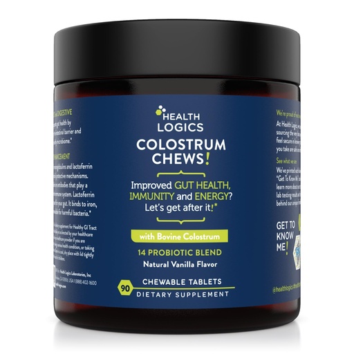 [BRSRAA3QPIIWM3LF] Health Logics Colostrum Chews-Colostrum Supplement 25% IgG for Gut Health, Immune Support, Hair Growth, Vanilla Flavor, 90 Servings, Whole Bovine Colostrum Superfood