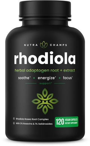 [BRSWKHAIBUGAEHLE] Rhodiola Rosea Supplement 600mg | 120 Vegan Capsules | Rhodiola Rosea Extract for Energy, Stress Relief, Mood and Focus | Adaptogenic Root with Rosavin & Salidrosides | 300mg Pills by NutraChamps