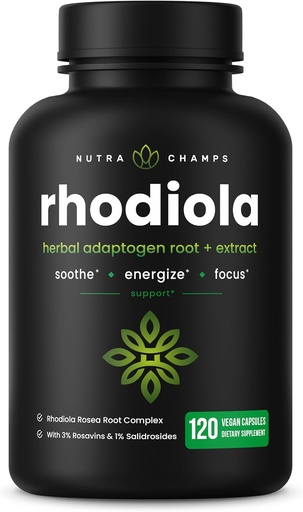 [BRSWKHAIBUGAEHLE] Rhodiola Rosea Supplemento 600mg | 120 capsule vegane | Rhodiola Rosea Extract for Energy, Stress Relief, Mood and Focus | Radice adaptogenic con Rosavin & Salidrosides | 300mg Pills di NutraChamps