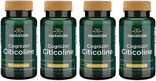 [BRSWGFD3CIIROALA] Swanson Cognizin Citicoline 1,000 Milligrams 60 Veg Capsules (4 Pack)