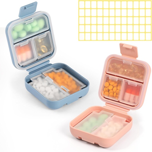 [BRSROZADBZ6QGF3D] Dynippy Daily Pill Organizer 5 Compartments Portable Moisture Proof Small Pill Case for Pocket Purse Travel Pill Box Portable Medicine Vitamin Fish Oil Holder Container (Blue Pink)