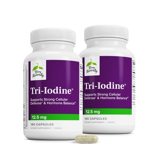 [BRSWYHARDJ6A4YA4] Terry Naturally Tri-Iodine 12.5 mg - Thyroid Health Supplement - 180 Count | Iodine. Thyroid and Hormone Balance Support. 180 capsules, Pack of 2.