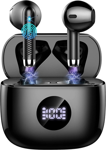 [BRSROYYLC4IRSYD2] Wireless Earbuds, Bluetooth 5.4 Ear Buds LED Power Display Headphones Bass Stereo, Bluetooth Earbuds in-Ear Noise Cancelling Mic, 40H Playback Mini Case IP7 Waterproof Sports Earphones for Android iOS