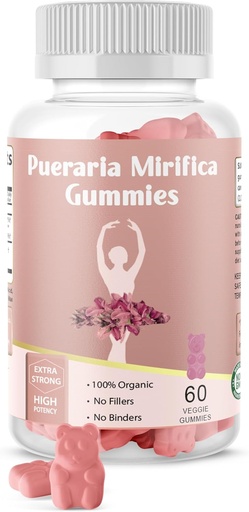 [BRSROEA7OEGRS33A] Pueraria Mirifica Gummy Organic Supplement - Pure Root 10:1 Concentrated Extract 60 Veggie Gummies, Premium - for Transgender. Women, Men…