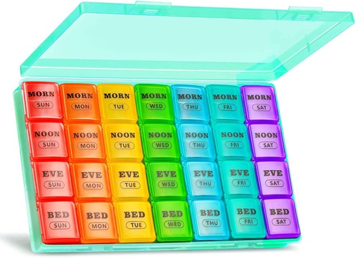 [BRSROAQBBZ6AYF3U] XL Large Weekly Pill Organizer 4 Times a Day, 7-Day Pill Boxes and Organizer AM PM, Big Compartments Pill Case, Monthly Medication Organizer 28 Days Dispenser for Fish Oils