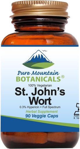 [BRSWKYACDMNQODTO] Pure Mountain Botanicals Saint. John's Wort Kapsule s 450 mg Formula organického bylinného a St John's World Extract Supplement