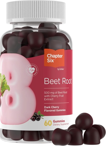 [BRSROBABAQFGOA33] Zahler Beet Root Gummies з екстрактом вишні - 500mg Beet Gummies для дорослих - Dark Cherry Flavor - Підтримує кров і азот Оксид Flow - Вегетаріанський косгер Non GMO Beetroot Gummies - 60 Count
