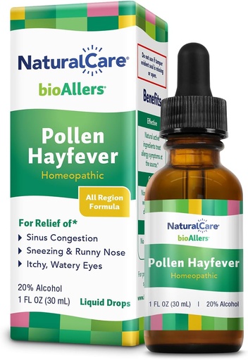 [BRSWIFAFBQPREYDM] NaturalCare Pollen Hayfever Homeopathic Liquid Drops by bioAllers, 1 Fl Oz | Laguntza eman dezake Sneezing, Congestion, Itching, Rashes-en bidez
