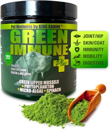 [BRSW2BAZDJ5WKYLH] King Kanine Green Inmune Plus Multivitamin 및 Mineral 6 oz | 유기 분말은 Mobility & Allergy Relief에 참여합니다 | 개 케어를위한 염증 보충 | 수의사 승인